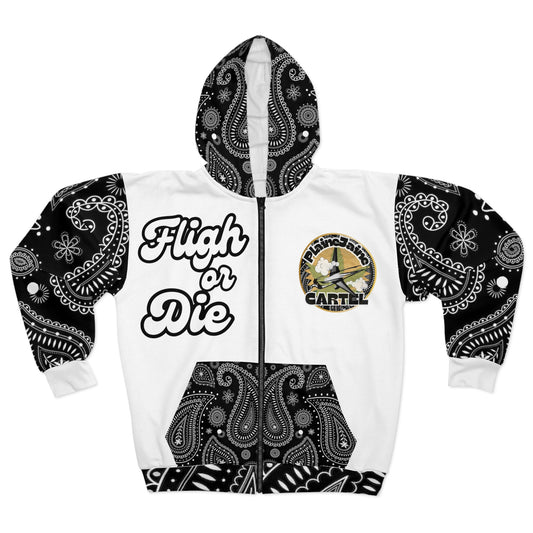 “Late NightTryP Paisley,” (White) Fligh or Die: Plaine Jaine 101, Hoodie